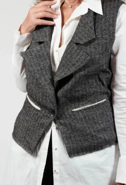 Waistcoat with Contrasting Back in Grey and Cream