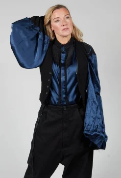 Waistcoat with Faux Front Pockets in Black