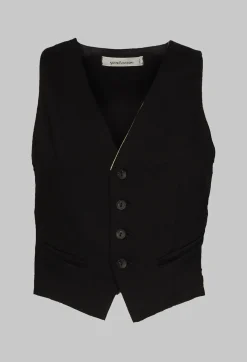 Waistcoat with Faux Front Pockets in Black