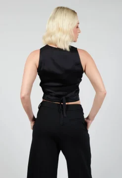 Waistcoat with Faux Front Pockets in Black