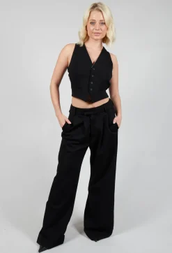Waistcoat with Faux Front Pockets in Black