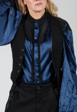 Waistcoat with Faux Front Pockets in Black