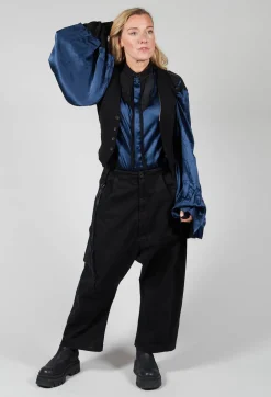 Waistcoat with Faux Front Pockets in Black