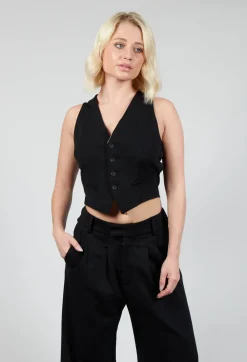 Waistcoat with Faux Front Pockets in Black