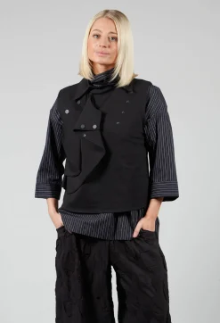 Waistcoat with Popper Fastenings in Black