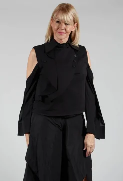 Waistcoat with Popper Fastenings in Black