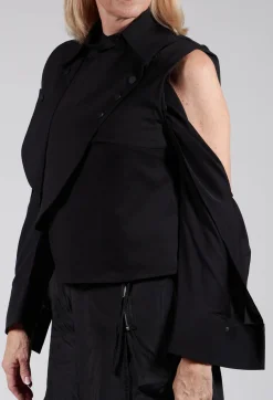 Waistcoat with Popper Fastenings in Black