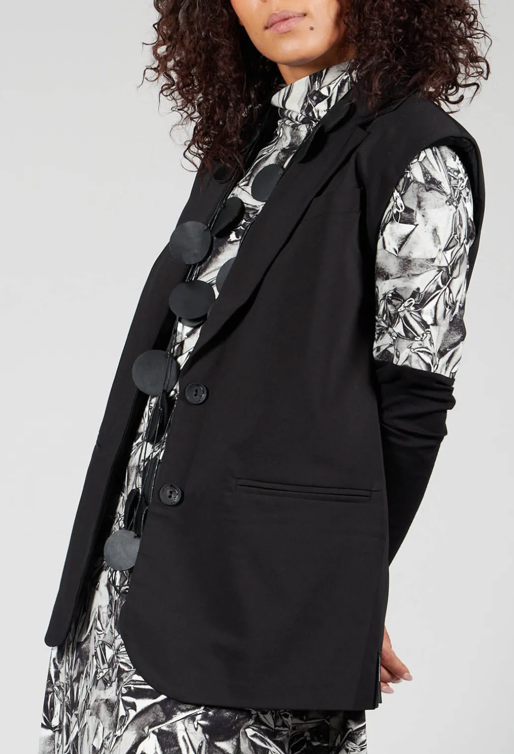 Waistcoat with Shoulder Pads in Black