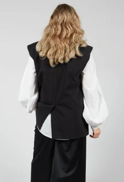 Waistcoat with Shoulder Pads in Black
