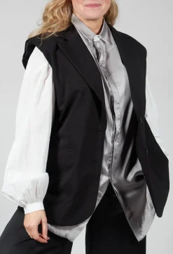 Waistcoat with Shoulder Pads in Black