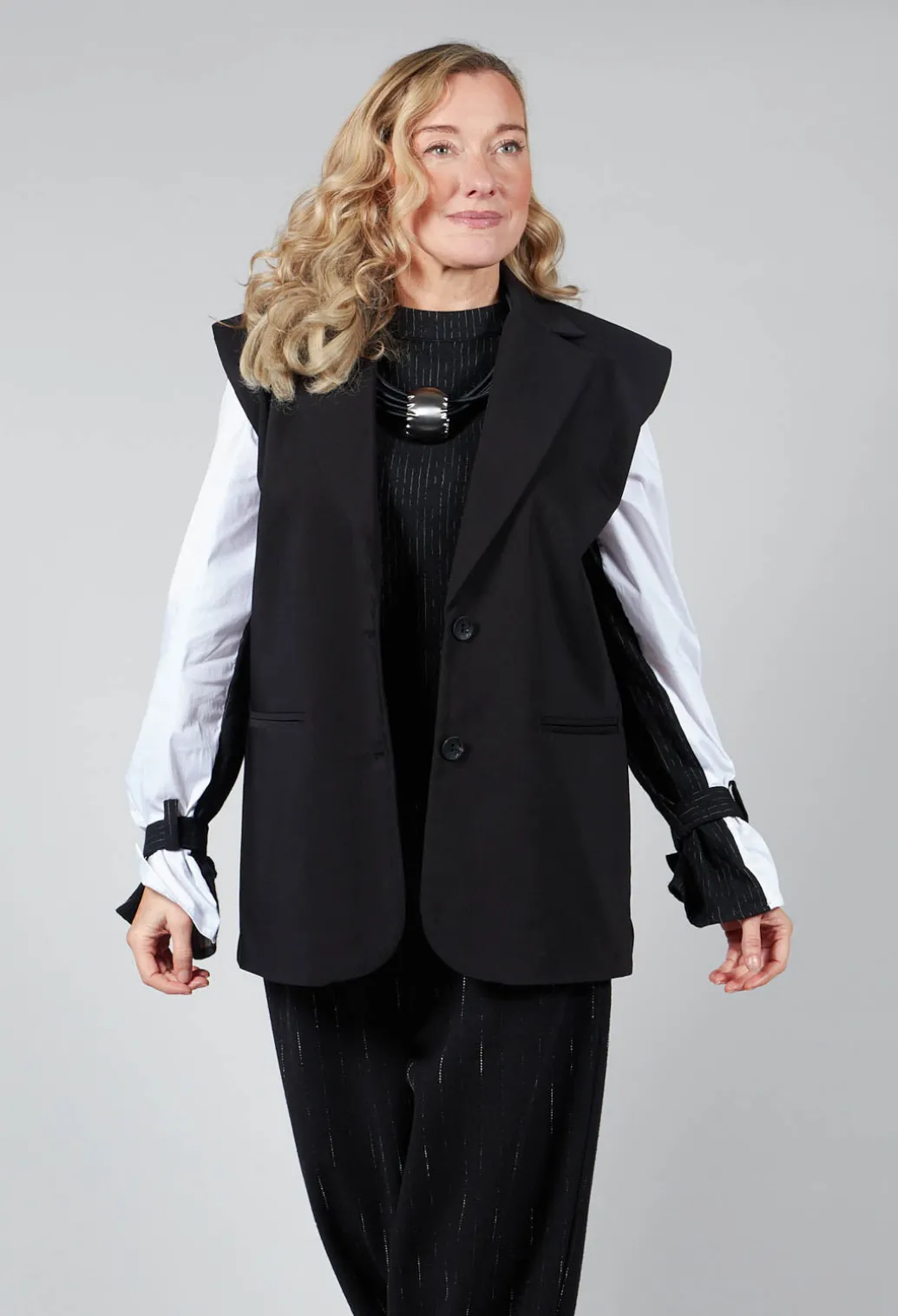 Waistcoat with Shoulder Pads in Black