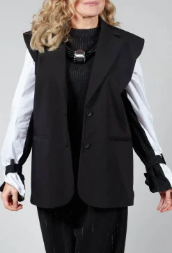 Waistcoat with Shoulder Pads in Black