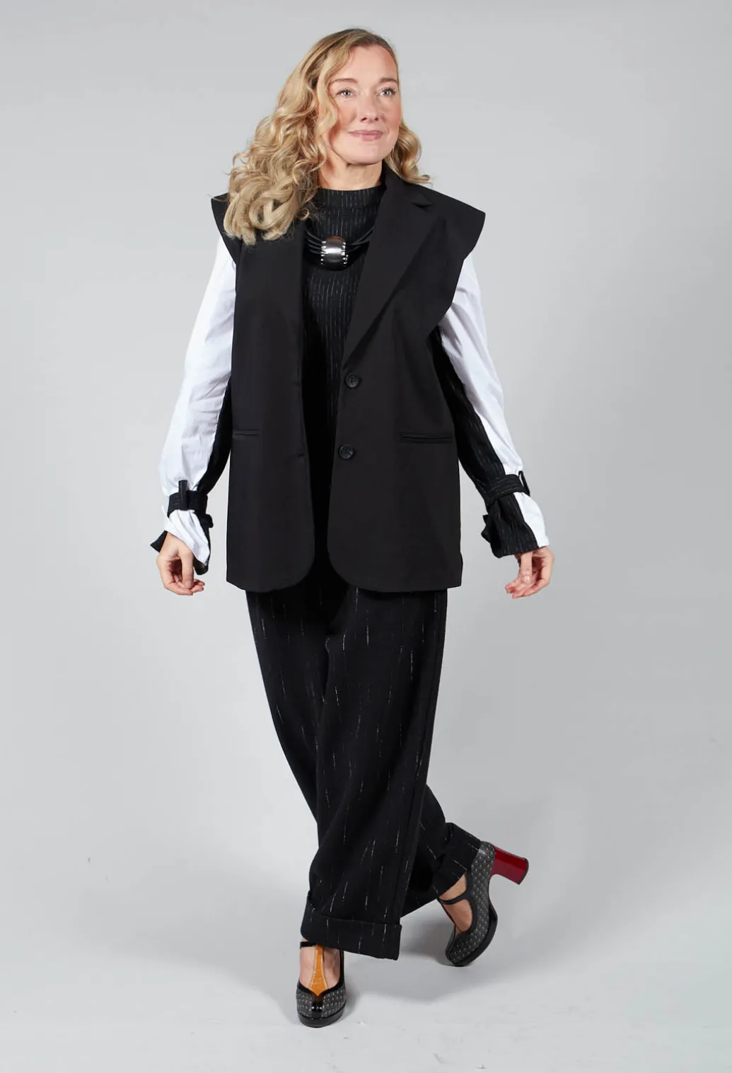 Waistcoat with Shoulder Pads in Black