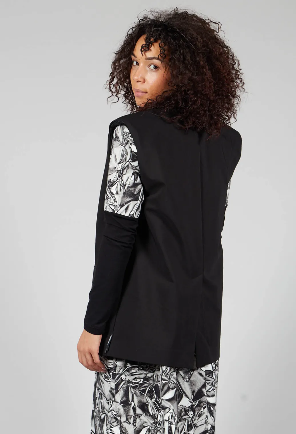Waistcoat with Shoulder Pads in Black