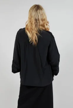 Washed Silk Blend Shirt with Lace in Dark Grey