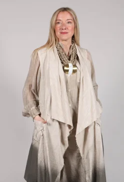 Waterfall Long Coat in Over Cotone Sand
