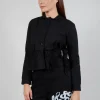 Waved Hem Peplum Jacket in Black