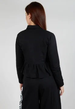 Waved Hem Peplum Jacket in Black