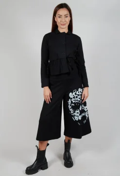 Waved Hem Peplum Jacket in Black