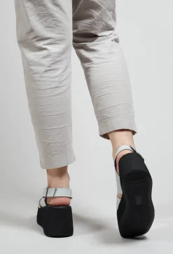 Wedge Sandals with Wide Straps in Gasoline Nuvola