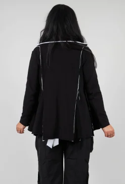 White Raw Edging Jacket in Black