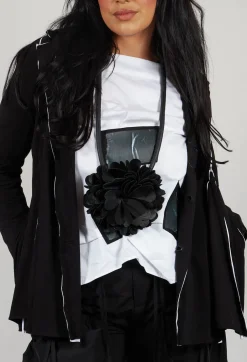 White Raw Edging Jacket in Black