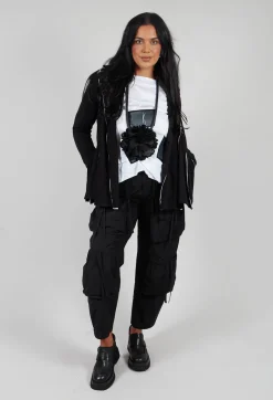 White Raw Edging Jacket in Black