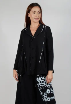 White Raw Edging Jacket in Black