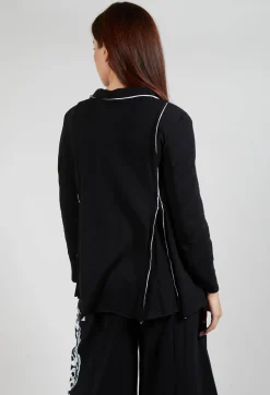 White Raw Edging Jacket in Black