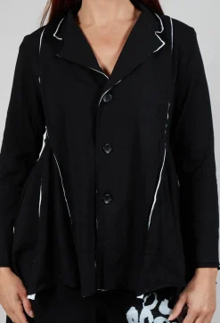 White Raw Edging Jacket in Black