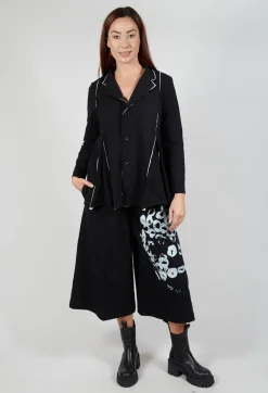 White Raw Edging Jacket in Black