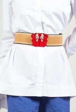 Wide Elasticated Belt with Bold Feature Buckle