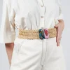 Wide Elasticated Woven Belt with Buckle Detail