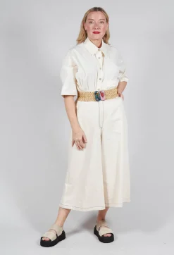 Wide Elasticated Woven Belt with Buckle Detail
