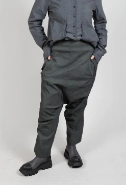 Wide Fabric Waistband Trousers in Coal Cloud