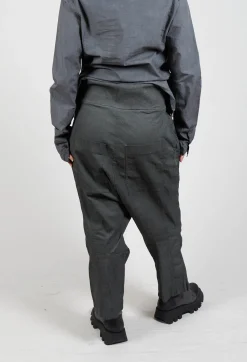Wide Fabric Waistband Trousers in Coal Cloud