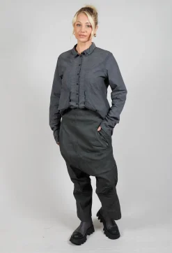 Wide Fabric Waistband Trousers in Coal Cloud