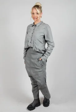 Wide Fabric Waistband Trousers in Pencil Cloud