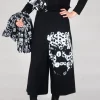 Wide Leg Cotton Trousers in Black and White