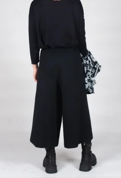 Wide Leg Cotton Trousers in Black and White