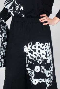 Wide Leg Cotton Trousers in Black and White