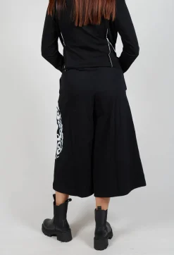 Wide Leg Cotton Trousers in Black and White