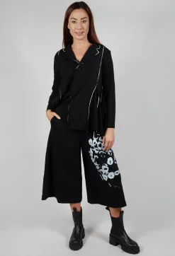 Wide Leg Cotton Trousers in Black and White
