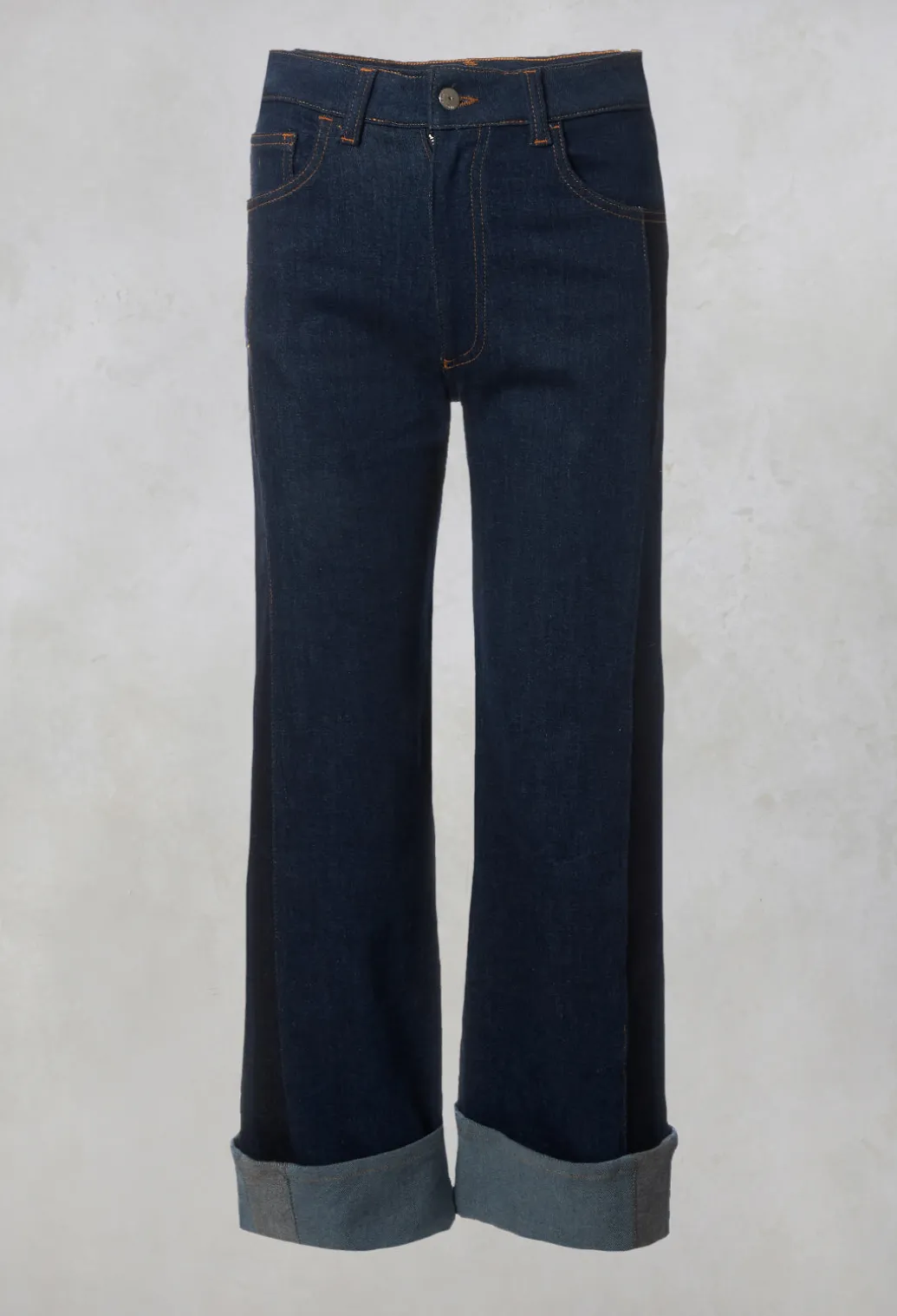 Wide Leg Denim Jeans in Aragonite Indigo