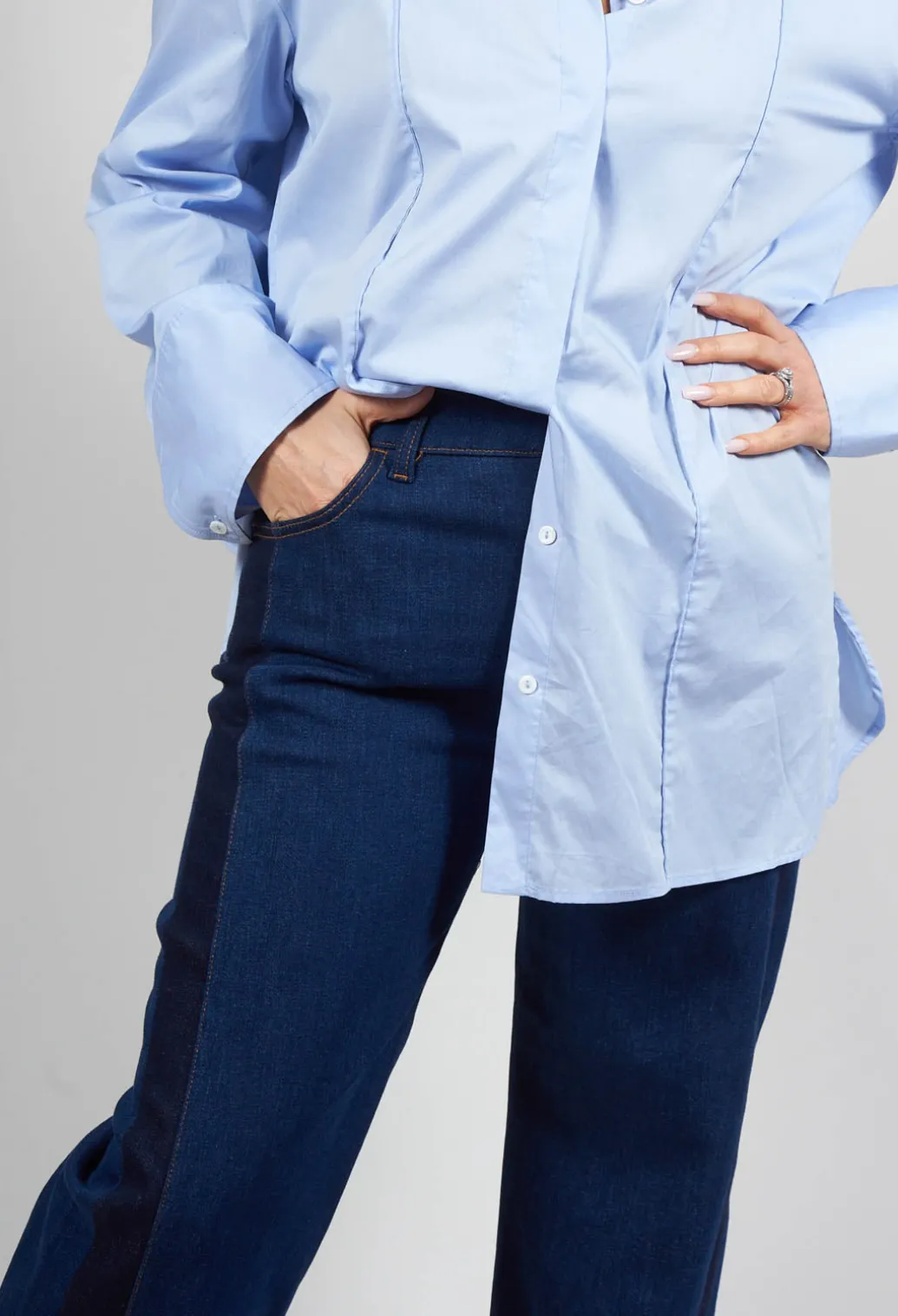 Wide Leg Denim Jeans in Aragonite Indigo