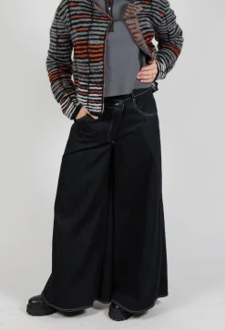 Wide Leg Denim Jeans in Navy