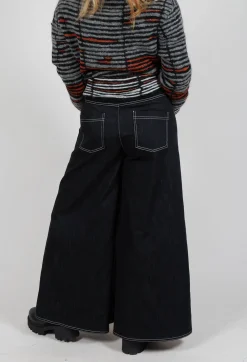 Wide Leg Denim Jeans in Navy
