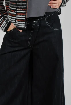 Wide Leg Denim Jeans in Navy