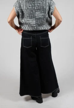 Wide Leg Denim Jeans in Navy