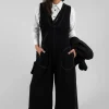 Wide Leg Denim Style Jumpsuit in Black